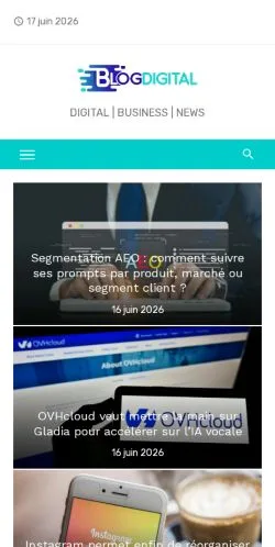 Förhandsvisning av webbplatsen BlogDigital, medium i Frankrike för sponsrade artiklar