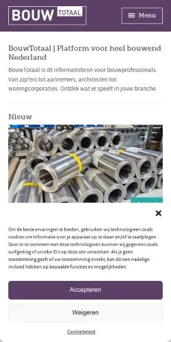 Podgląd witryny BouwTotaal, medium z kraju Holandia do artykułów sponsorowanych