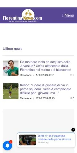 Anteprima del sito FiorentinaNews, media di Italia per articoli sponsorizzati