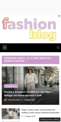 Podgląd witryny Fashionblog, medium z kraju Włochy do artykułów sponsorowanych