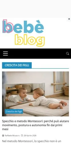 Vista previa del sitio Bebèblog, medio de Italia para artículos patrocinados