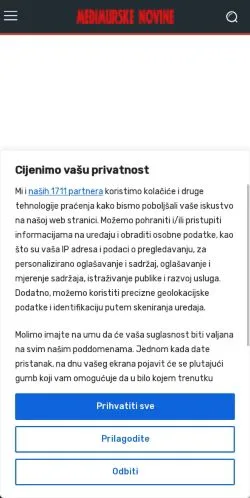 Anteprima del sito Međimurske Novine, media di Croazia per articoli sponsorizzati