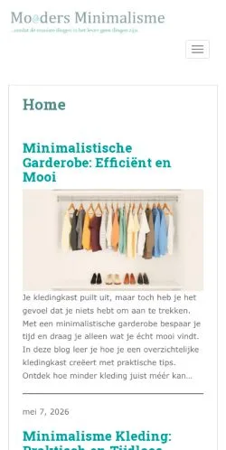 Anteprima del sito Moeders Minimalisme, media di Paesi Bassi per articoli sponsorizzati
