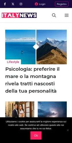 Anteprima del sito Italynews, media di Regno Unito per articoli sponsorizzati