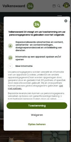 Vista previa del sitio Valkenswaard24, medio de Países Bajos para artículos patrocinados