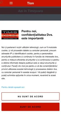 Forhåndsvisning av nettstedet Tion Timișoara, medium fra Romania for sponsede artikler