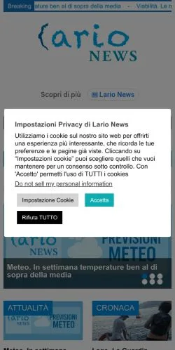Podgląd witryny Lario News, medium z kraju Włochy do artykułów sponsorowanych