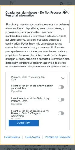Anteprima del sito Cuadernos Manchegos, media di Spagna per articoli sponsorizzati