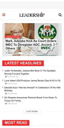 Anteprima del sito Leadership Newspapers, media di Stati Uniti per articoli sponsorizzati