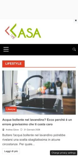 Podgląd witryny Casa Live, medium z kraju Włochy do artykułów sponsorowanych