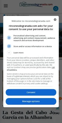 スポンサード記事向けのスペインメディア、Rincones De Granadaのサイトプレビュー