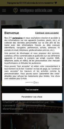 Anteprima del sito Intelligence Artificielle, media di Francia per articoli sponsorizzati