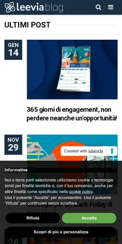 Podgląd witryny Leevia Blog, medium z kraju Włochy do artykułów sponsorowanych