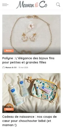Anteprima del sito Maman & Co, media di Francia per articoli sponsorizzati