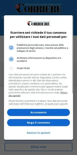 스폰서 기사용 이탈리아 매체 Il Corriere 사이트 미리보기