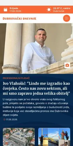 Podgląd witryny Dubrovački Dnevnik, medium z kraju Chorwacja do artykułów sponsorowanych