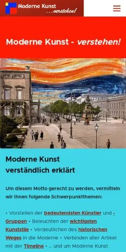 Podgląd witryny Moderne Kunst Zeiten, medium z kraju Niemcy do artykułów sponsorowanych