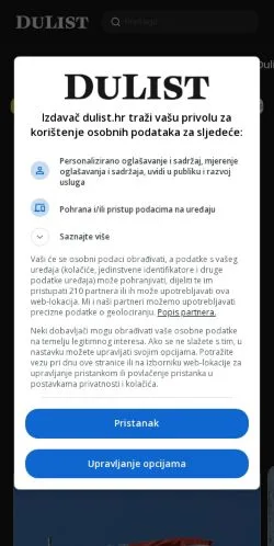 Anteprima del sito DuList, media di Croazia per articoli sponsorizzati