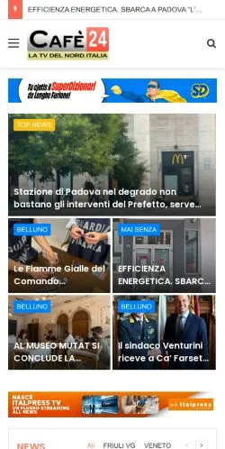 Anteprima del sito CafeTV24, media di Italia per articoli sponsorizzati