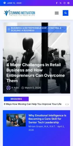 Anteprima del sito Stunning Motivation, media di Stati Uniti per articoli sponsorizzati