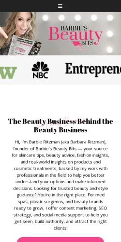 Preview of the Barbie's Beauty Bits website, a media outlet in United States for sponsored articles