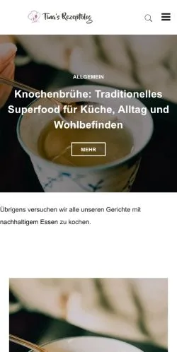 Anteprima del sito Tina's Rezeptblog, media di Germania per articoli sponsorizzati