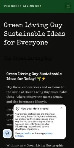 Aperçu du site Green Living Guy, média de États-Unis pour articles sponsorisés