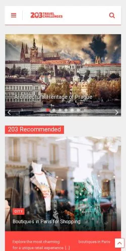 Pré-visualização do site 203 Challenges, meio de Estados Unidos para artigos patrocinados