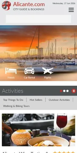 Anteprima del sito Alicante Travel Guide, media di Stati Uniti per articoli sponsorizzati