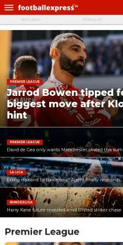 Anteprima del sito Football Express, media di India per articoli sponsorizzati