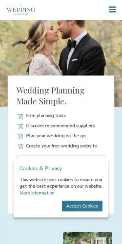 Anteprima del sito Wedding Planner, media di Regno Unito per articoli sponsorizzati