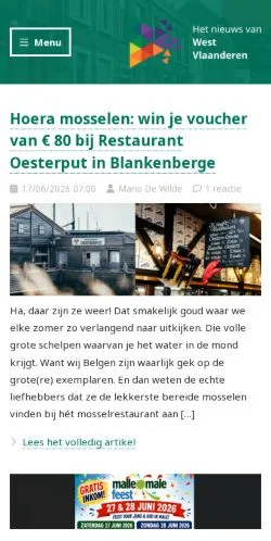 Anteprima del sito Het Nieuws Van West-Vlaanderen, media di Belgio per articoli sponsorizzati