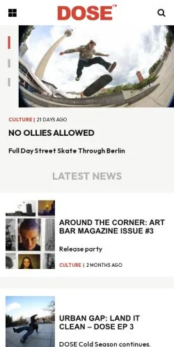 Vorschau der Website DOSE Skateboarding, Medium aus Vereinigte Staaten für gesponserte Artikel