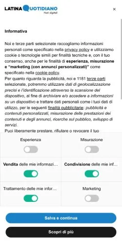 Anteprima del sito Latinaquotidiano, media di Italia per articoli sponsorizzati