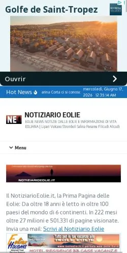 스폰서 기사용 이탈리아 매체 Notiziario Eolie 사이트 미리보기