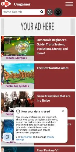 スポンサード記事向けのアメリカ合衆国メディア、UMGamerのサイトプレビュー