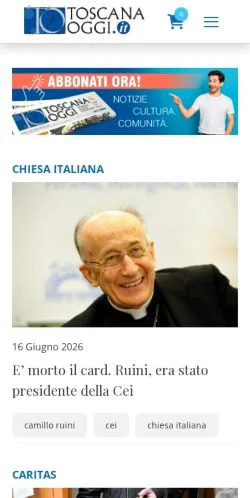 Anteprima del sito ToscanaOggi, media di Italia per articoli sponsorizzati