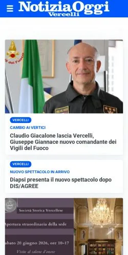 Anteprima del sito Notizia Oggi Vercelli, media di Italia per articoli sponsorizzati