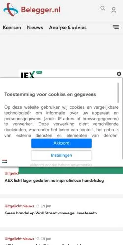 Preview of the Belegger website, a media outlet in Netherlands for sponsored articles