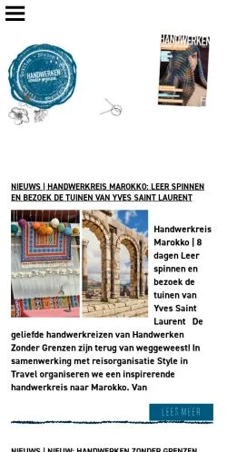 Anteprima del sito Handwerken Zonder Grenzen, media di Paesi Bassi per articoli sponsorizzati