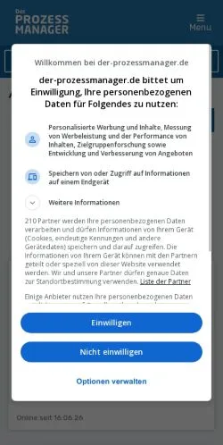 스폰서 기사용 독일 매체 Der Prozessmanager 사이트 미리보기