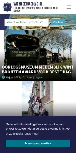 Anteprima del sito Wieringer Dagblad, media di Paesi Bassi per articoli sponsorizzati