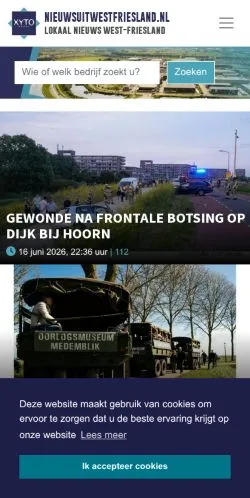 Podgląd witryny Nieuws Uit West-Friesland, medium z kraju Holandia do artykułów sponsorowanych