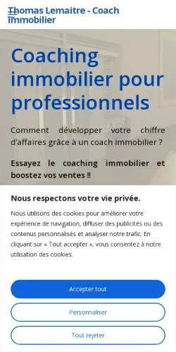 Anteprima del sito Thomas Lemaitre Coach Immobilier, media di Francia per articoli sponsorizzati