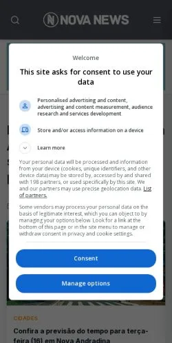 Anteprima del sito Nova News, media di Brasile per articoli sponsorizzati