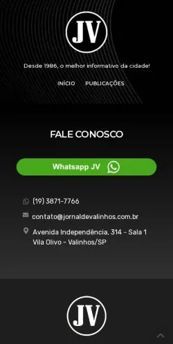 Anteprima del sito Jornal de Valinhos, media di Brasile per articoli sponsorizzati