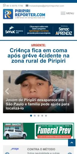 Anteprima del sito Piripiri Repórter, media di Portogallo per articoli sponsorizzati