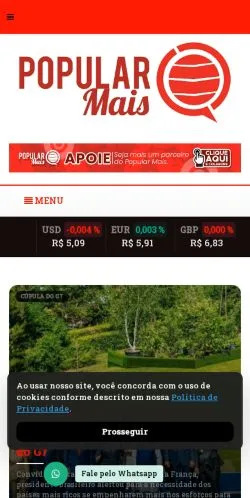Anteprima del sito Popular Mais, media di Brasile per articoli sponsorizzati