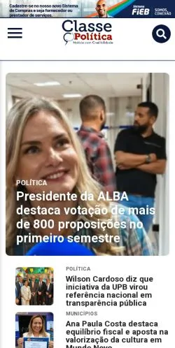 Anteprima del sito Classe Politica, media di Brasile per articoli sponsorizzati