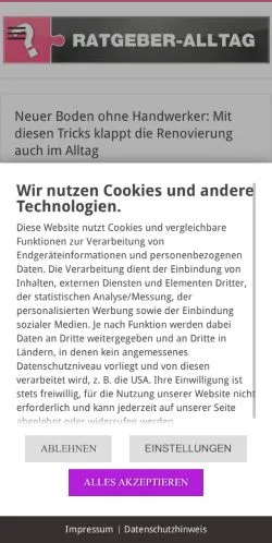 Anteprima del sito Ratgeber Alltag, media di Germania per articoli sponsorizzati